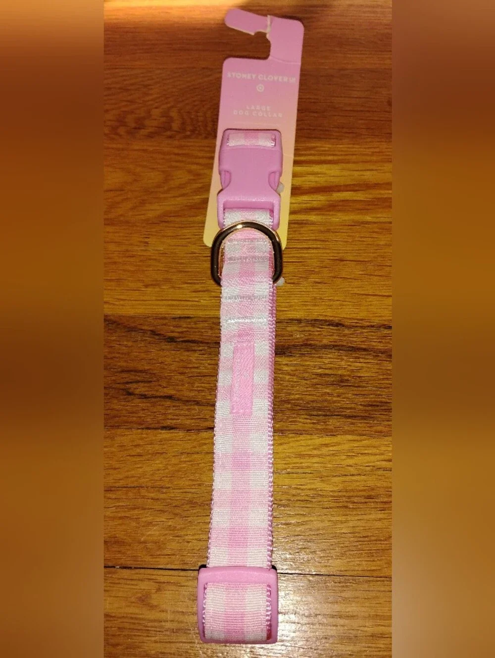 NWT (MSRP $10) Stoney Clover Lane x Target Pink Gingham Large Dog Collar #1 prep